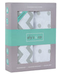 Grey Waterproof Changing Pad Cover & Cradle Sheet Set packaging