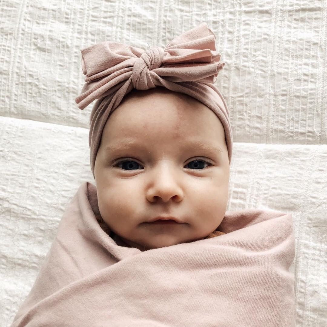 Jersey Knit Cotton Swaddle Blanket, Beanie & Headband Gift Set Ely's