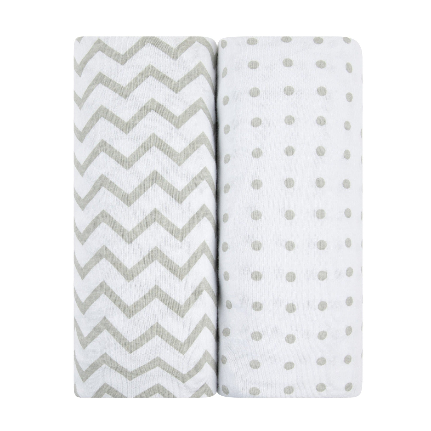 Ely s Co. Waterproof Bassinet Sheet 2 Pack Grey Chevron Polka Dot