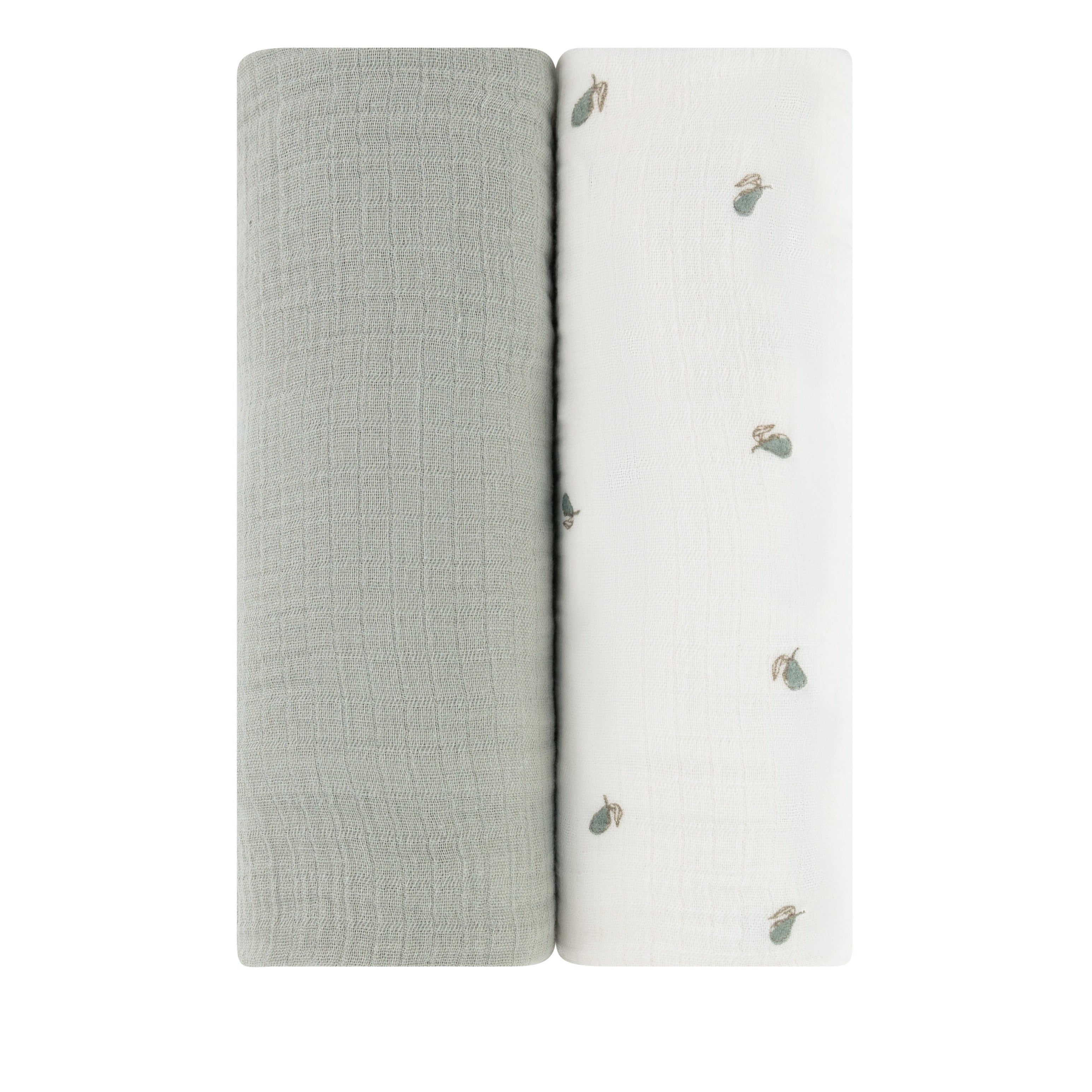2 Pack Cotton Muslin Swaddle Blanket - Sage Pear