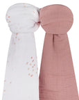 2 Pack Cotton Muslin Swaddle Blanket - Pink Raindrops