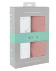 2 Pack Cotton Muslin Swaddle Blanket - Pink Raindrops