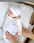Polka Dot & Grey Chevron Adjustable Swaddle blanket