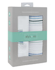 dusty blue rainbow Muslin Swaddles Packaging