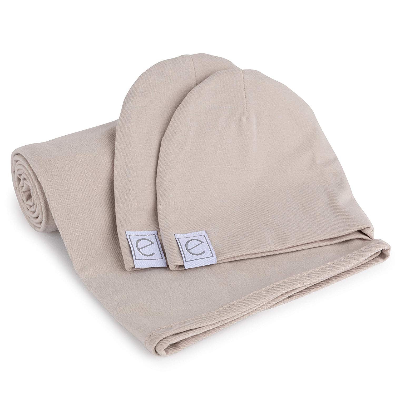 Jersey Knit Cotton Swaddle Blanket and Beanie Gift Set Ely's & Co.