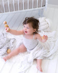 Grey lightweight baby swaddle