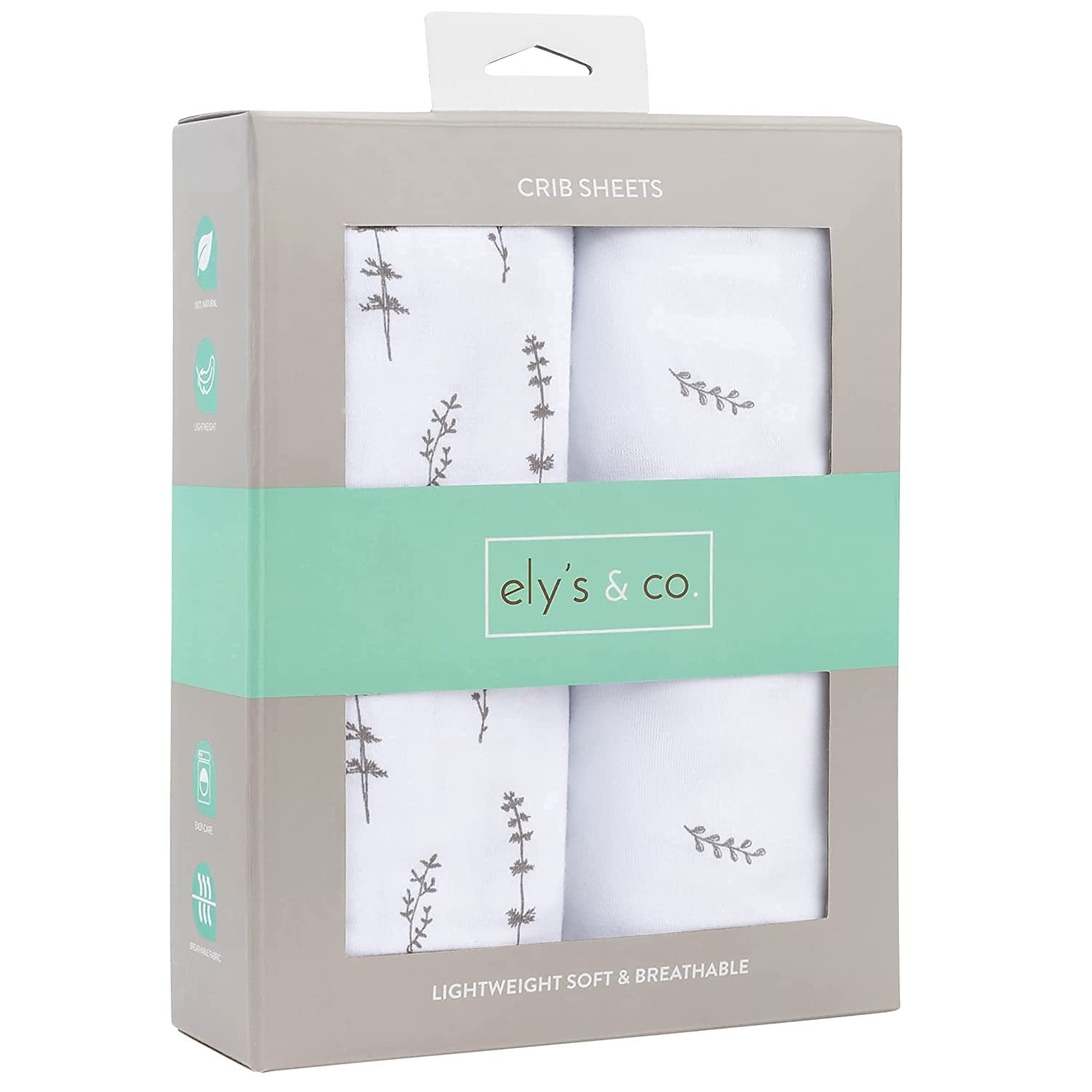 gift ready crib sheet set forest grey leaf print