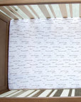 Fitted and plush crib sheet set forest grey leaf print