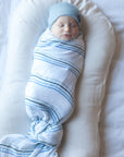 muslin blanket for longer sleep - Dusty Blue Rainbow