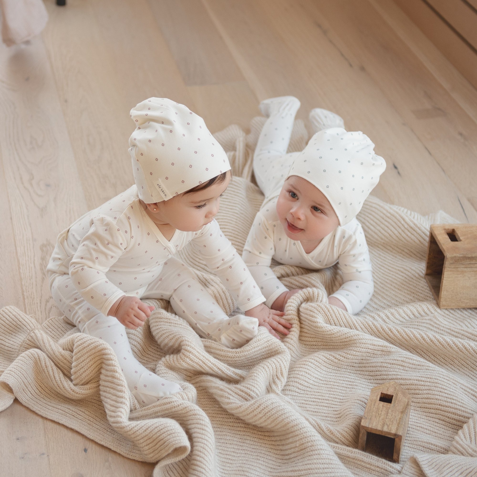 Brushed Cotton Tiny Flower Kimono Footie & Bonnet Brushed Cotton Tiny Flower Kimono Footie & Bonnet
