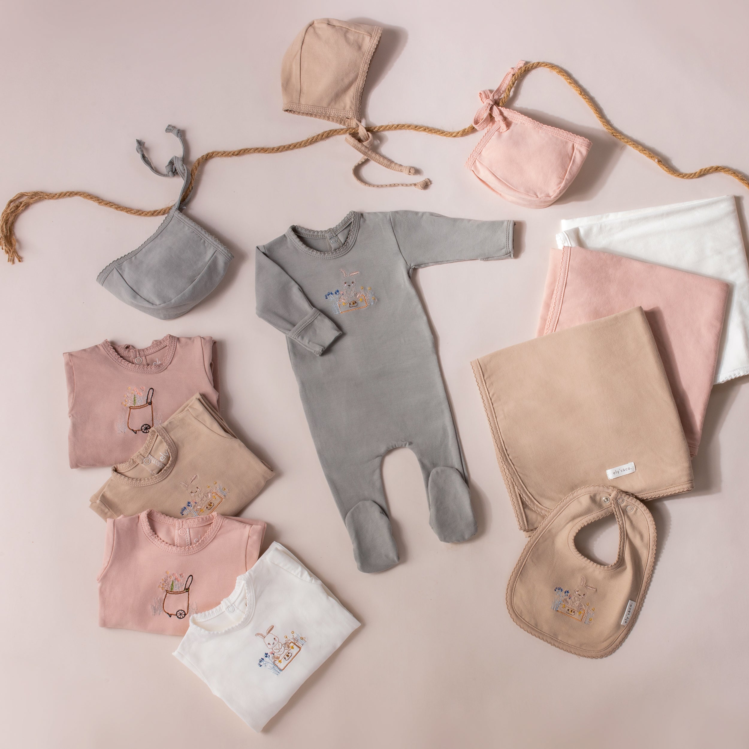 Embroidered Bunny & Wagon Collection - Ely's & Co.