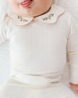 Organic Wide Rib Embroidered Scallop Collar Collection - Footie