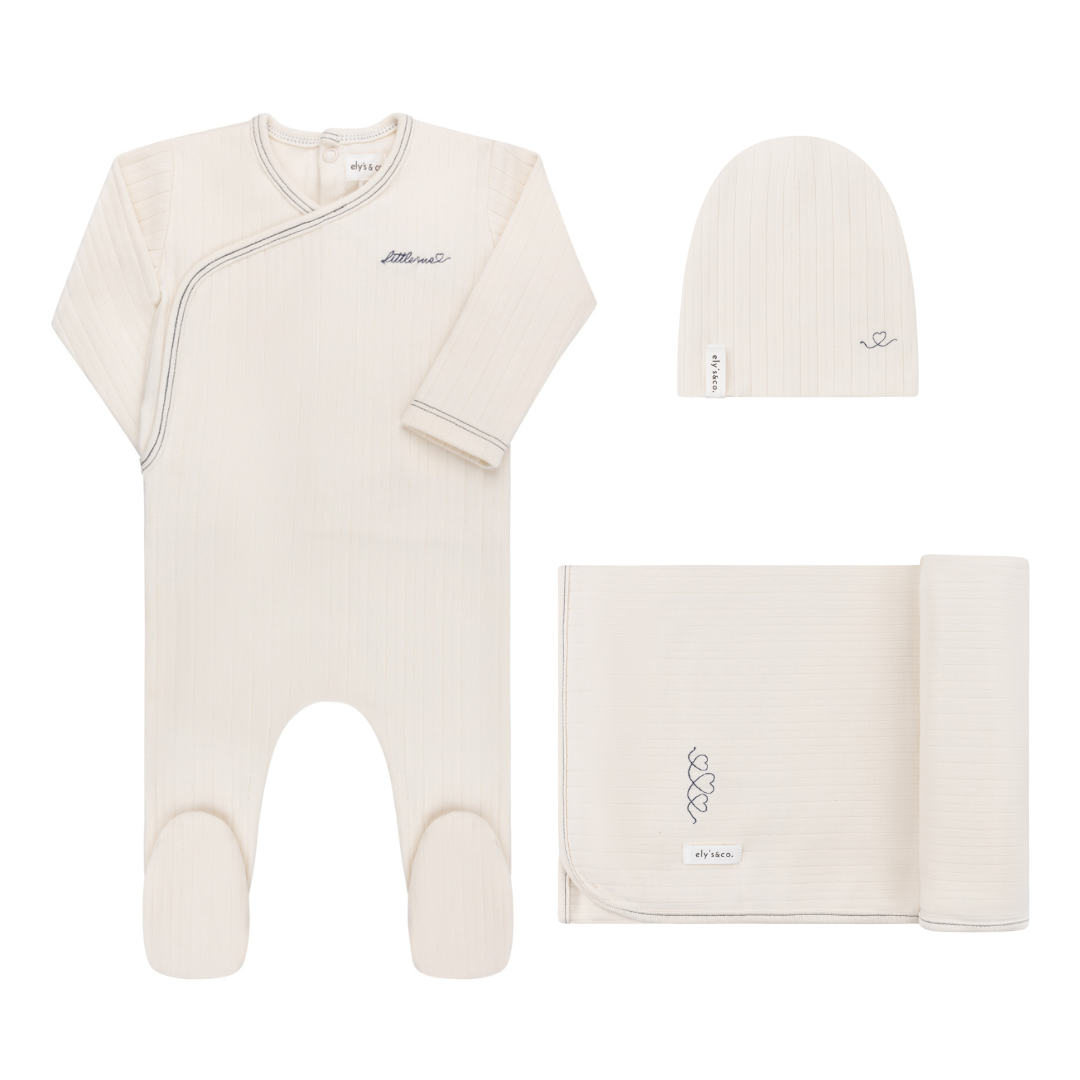 Ely's & Co Organic Cotton Little One Standard 3 Pc Set - Ivory/Blue Ely's & Co Organic Cotton Little One Standard 3 Pc Set - Ivory/Blue