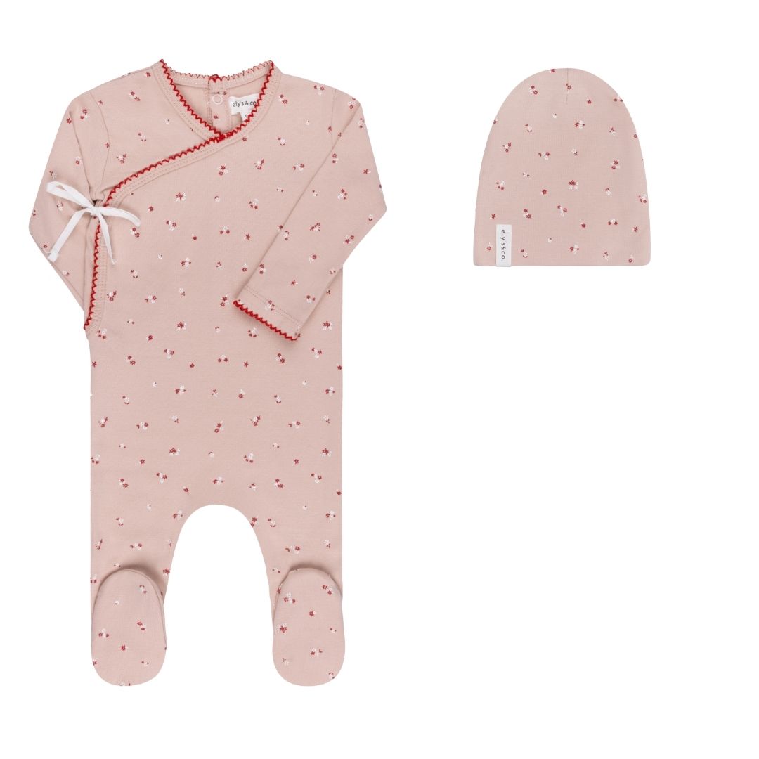 Ely's & Co  Organic Embroidered Collar Collection 2PC Set - Ivory Leaf