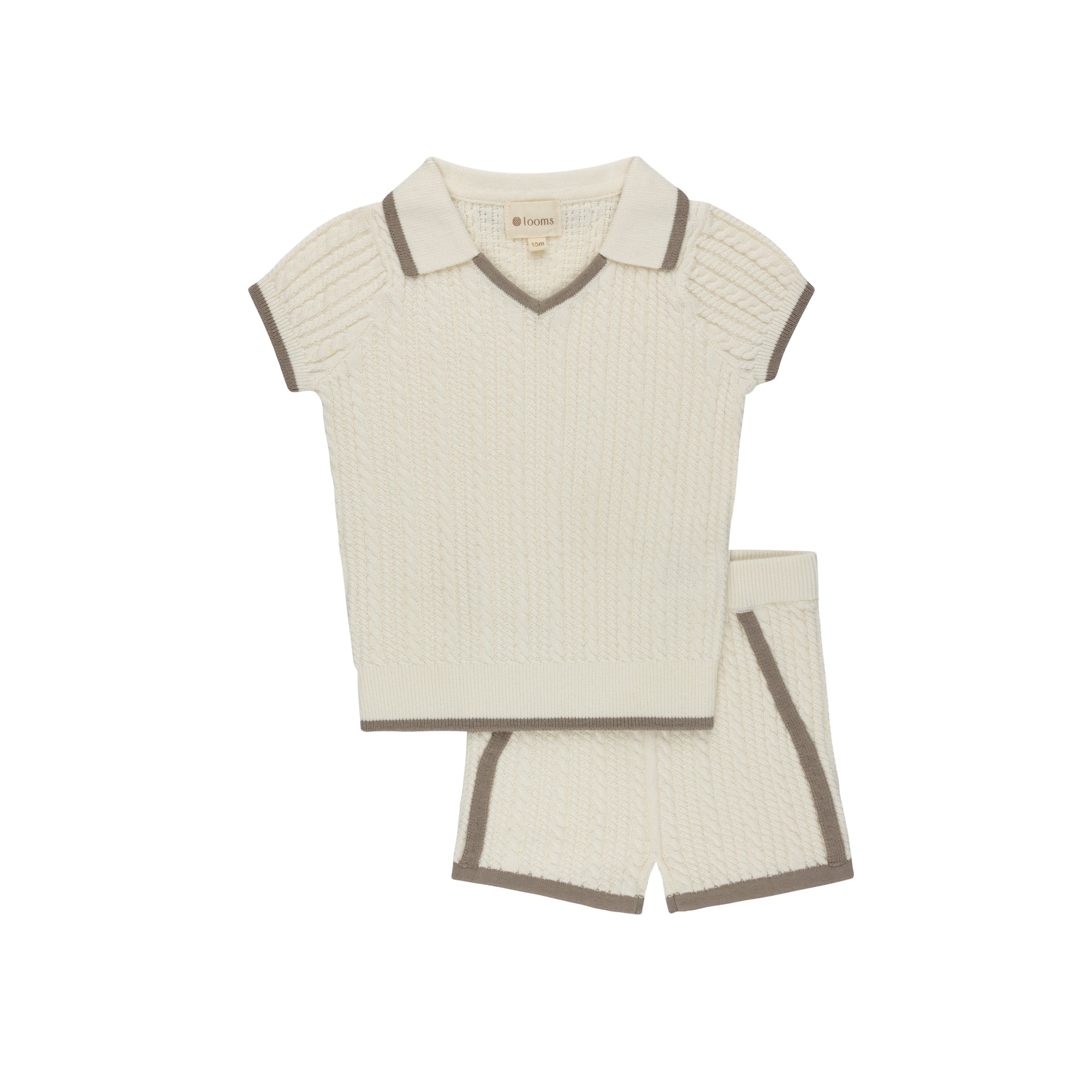 トップス and Mary logo cable knit set ivory Boys Cable Knit 2 Piece Set | Keepsake | Looms Knits – Ely's & Co.