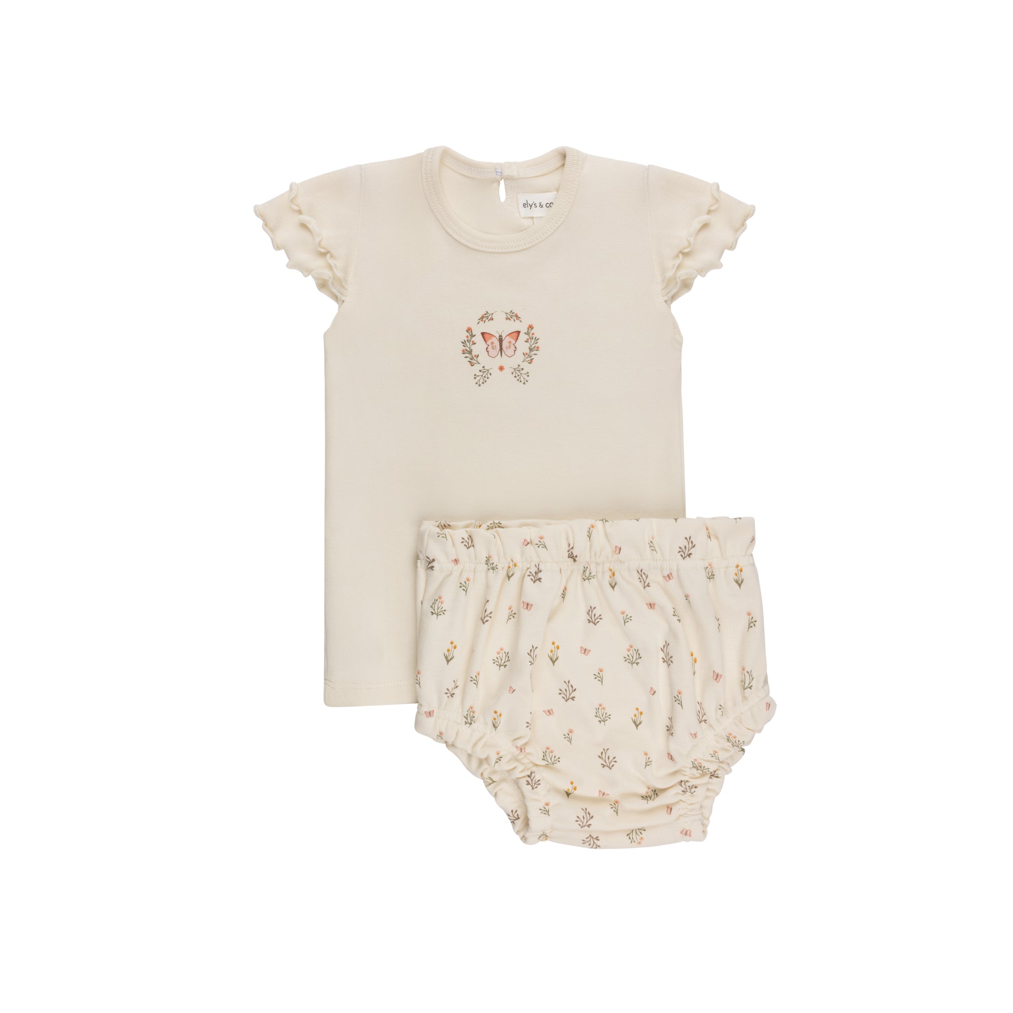 Ely's & Co Garden Floral Center Collection Footie & Beanie - Ivory Girl Ely's & Co Garden Floral Center Collection Footie & Beanie - Ivory Girl
