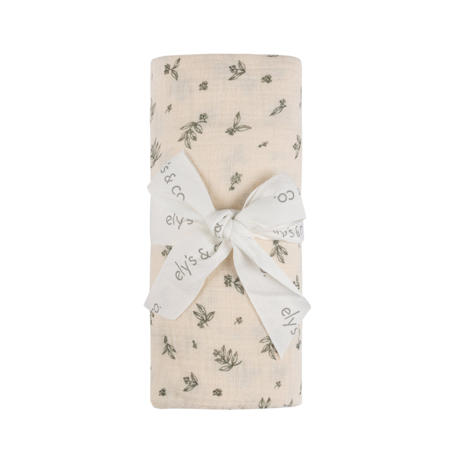Brushed Cotton -Elderberry Leaf Collection - Muslin Swaddle