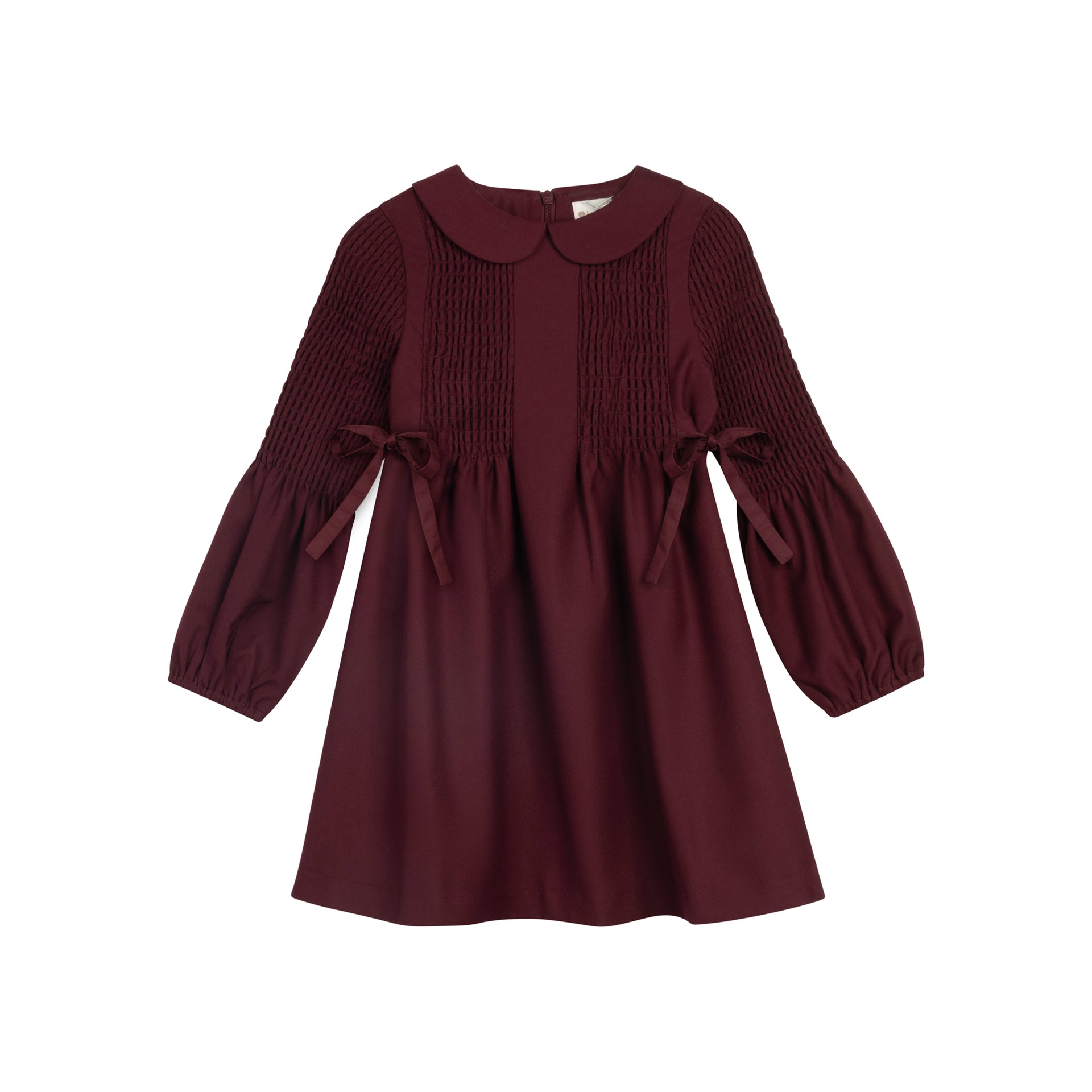 Girls Dress – Burgundy – Herringbone