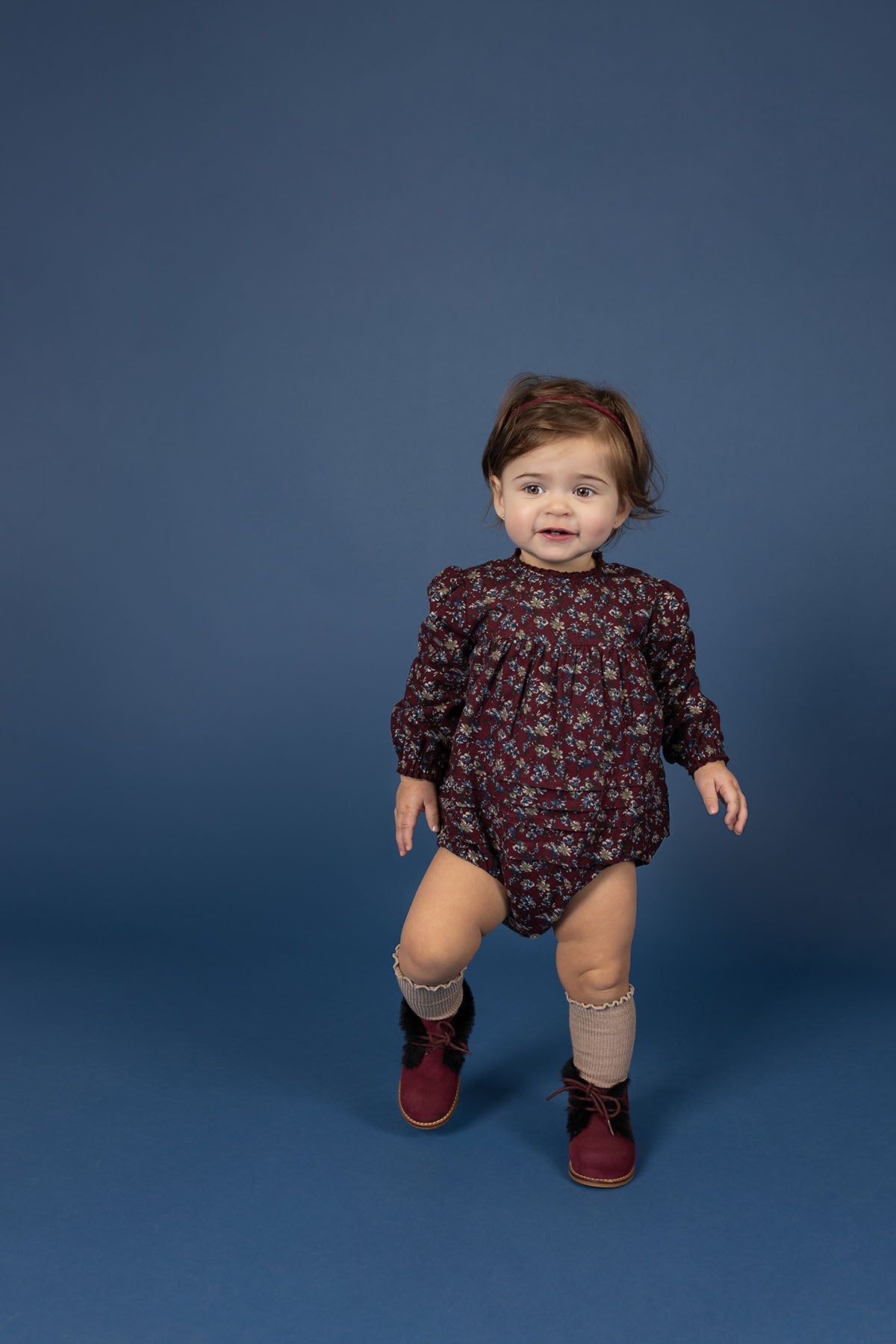 Brushed Floral Dress Collection - Wine - WS