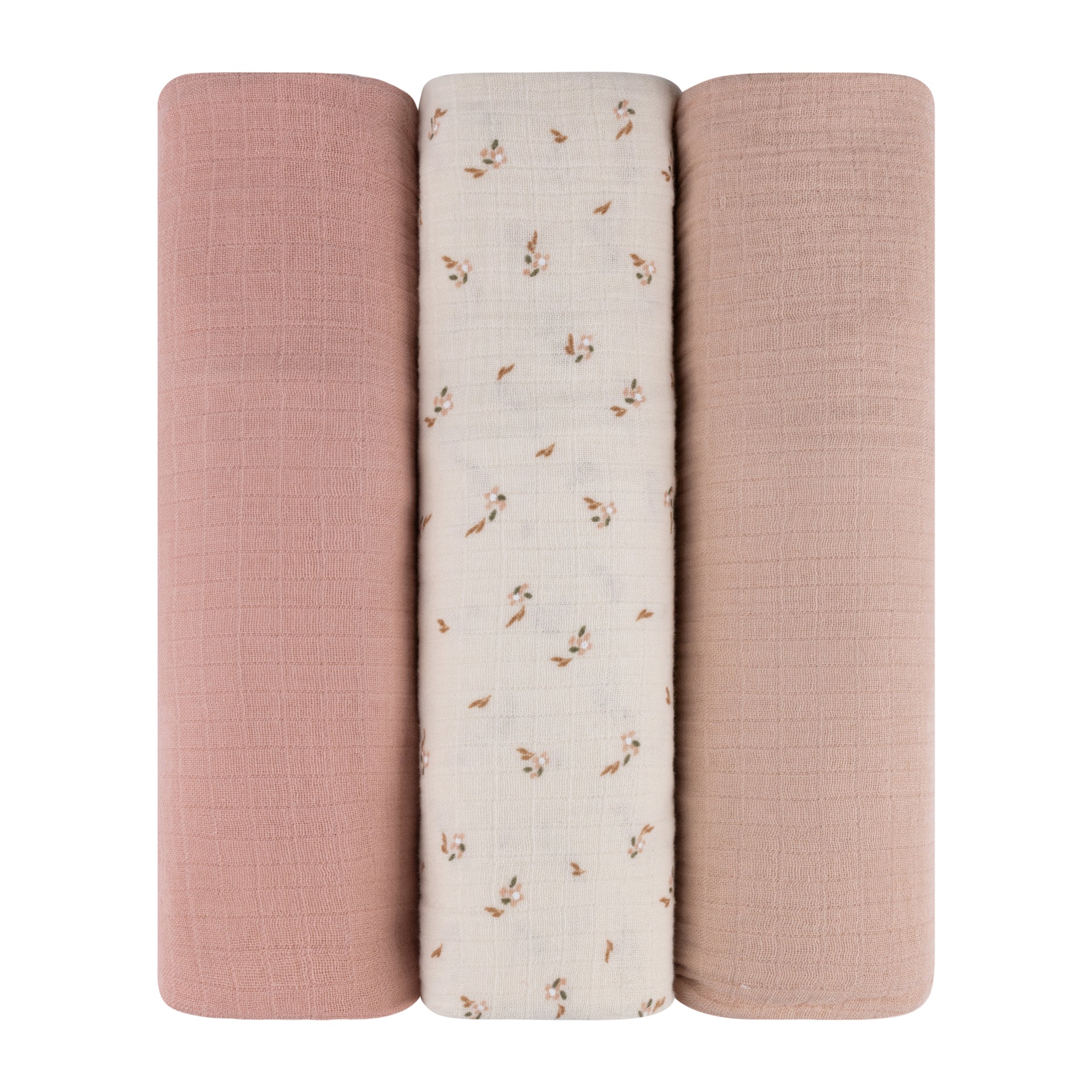 3 Pack Cotton Muslin Swaddle Blanket - Pink Floral