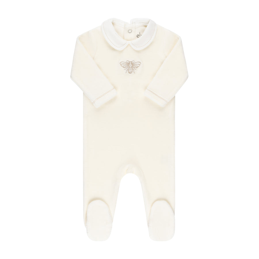 Velour Embroidered - Metallic Bee Collection Footies