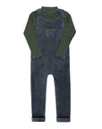 Velour Plaid Bear Collection - Overalls and Turtleneck