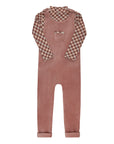 Velour Plaid Bear Collection - Overalls and Turtleneck