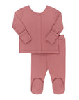 Ribbed Cardigan Set - 2Pc Footed Baby Set