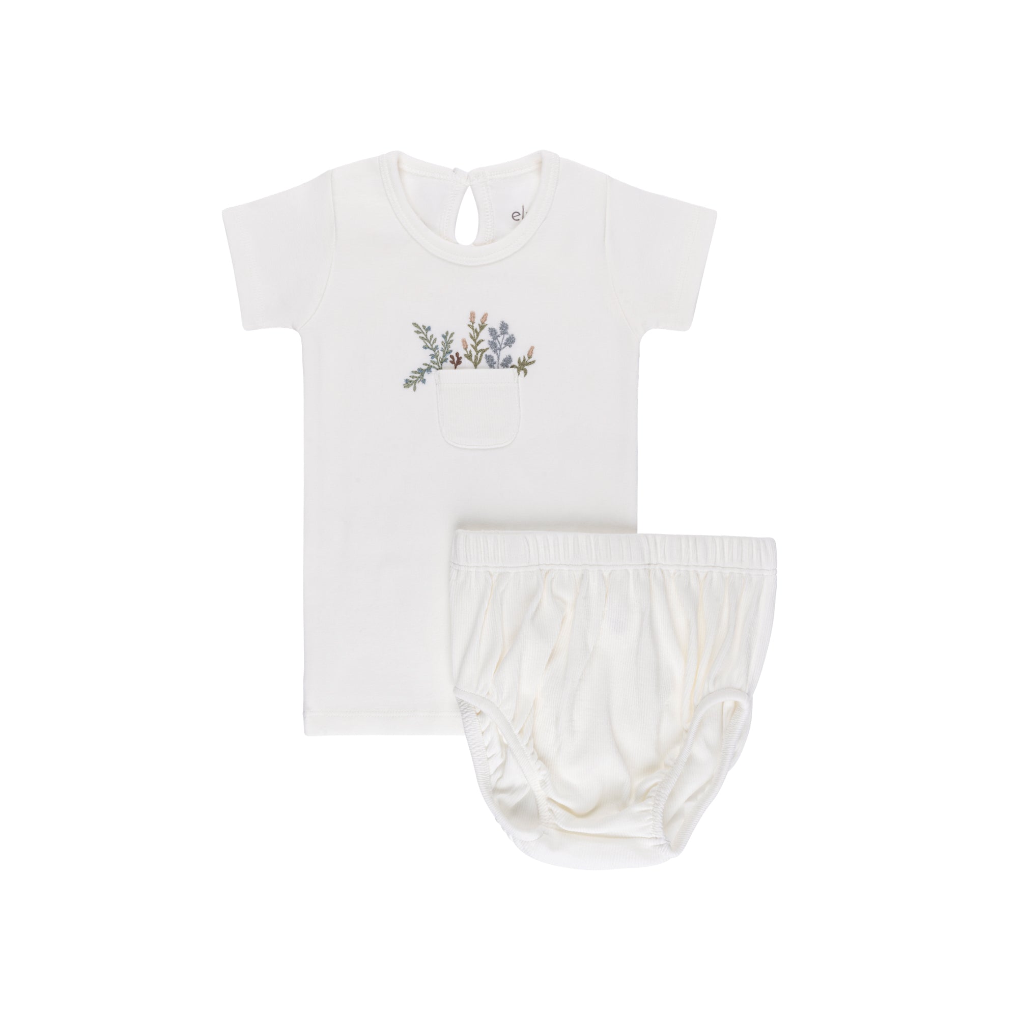 Ely's & Co Cotton - Pocket Full Of Flowers Bib - Leaves/Ivory Ely's & Co Cotton - Pocket Full Of Flowers Bib - Leaves/Ivory