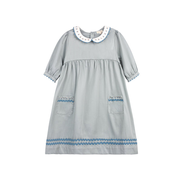 Looms Knits Wave Collection Tulip Collar 3/4 Dress for Girls, Rose, 7Y