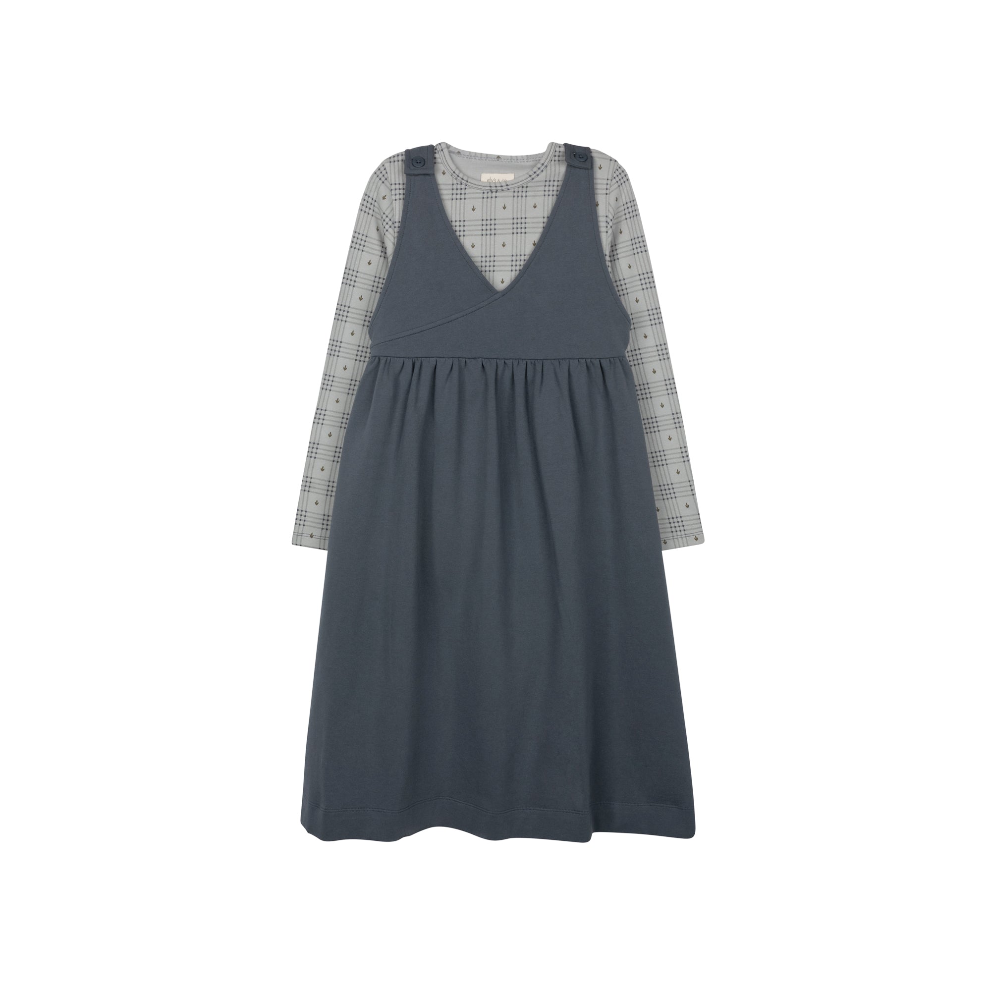 Cotton Floral Plaid Collection - Ruffle Neck Tee