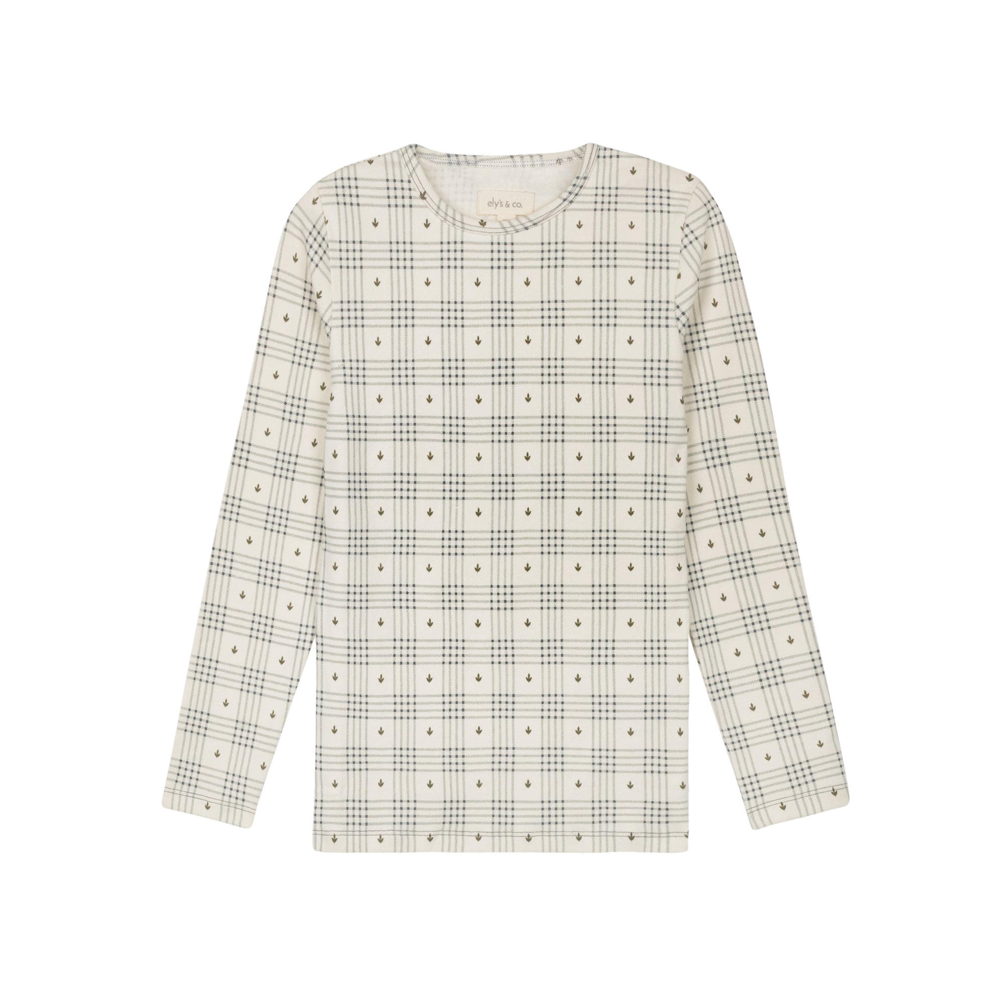 Cotton Floral Plaid Collection - Ruffle Neck Tee