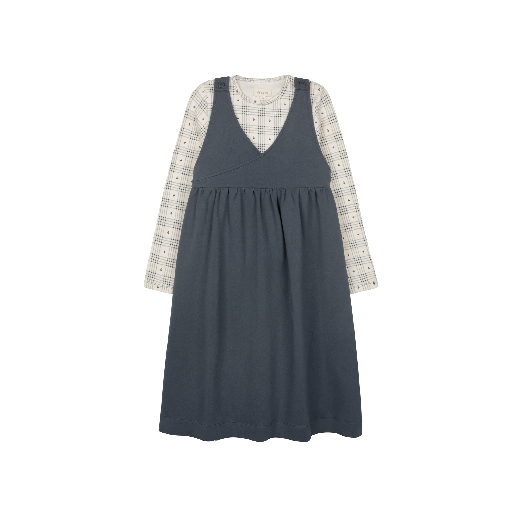 Cotton Floral Plaid Collection - Ruffle Neck Tee