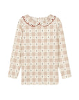Cotton Floral Plaid Collection - Ruffle Neck Tee
