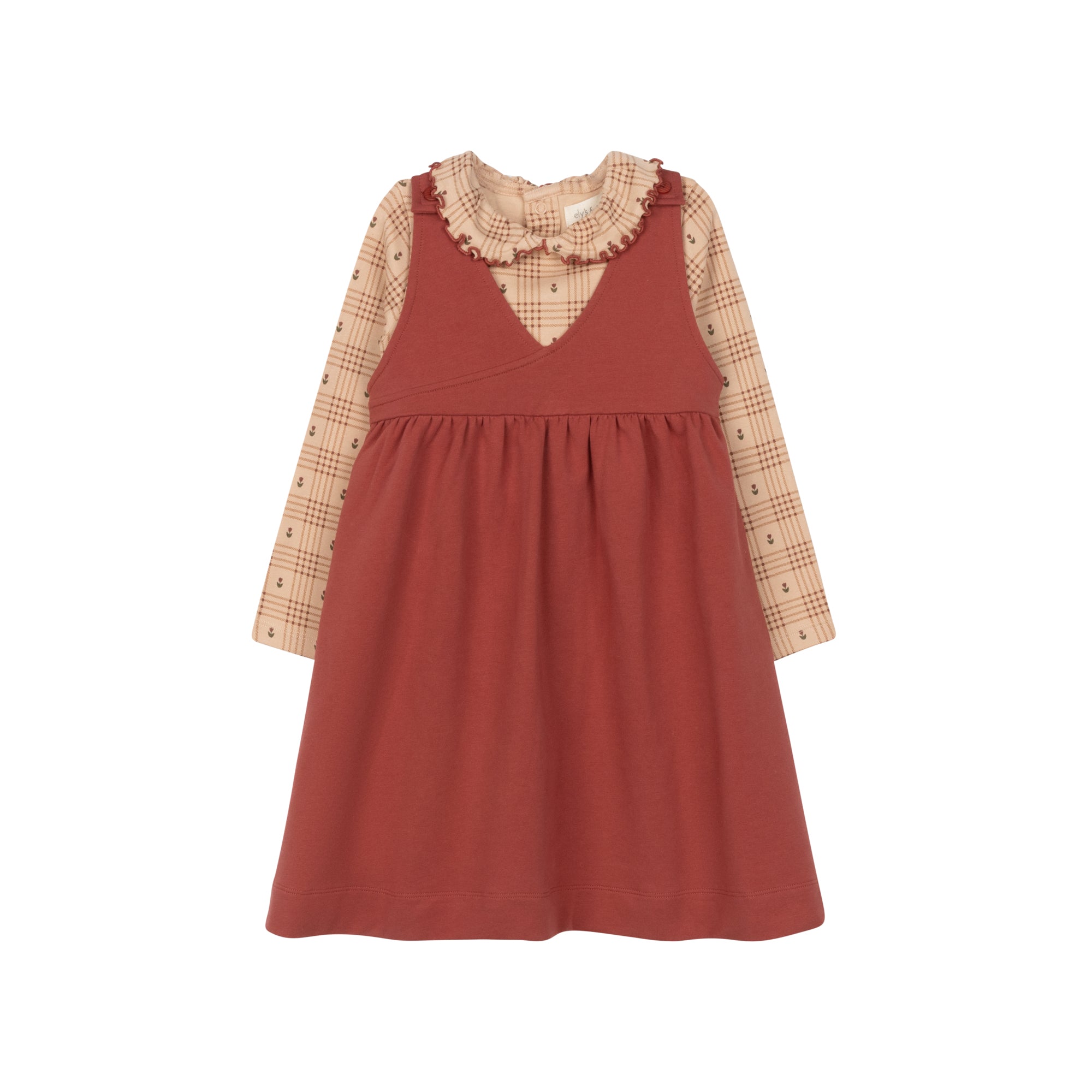 Cotton Floral Plaid Collection - Ruffle Neck Tee