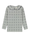 Cotton Floral Plaid Collection - Ruffle Neck Tee