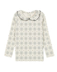 Cotton Floral Plaid Collection - Ruffle Neck Tee