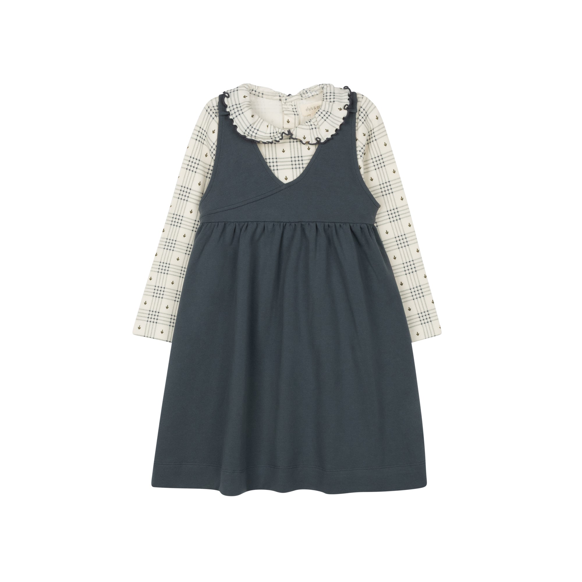 Cotton Floral Plaid Collection - Ruffle Neck Tee
