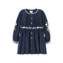 Floral Embroidered Waisted Cotton Dress