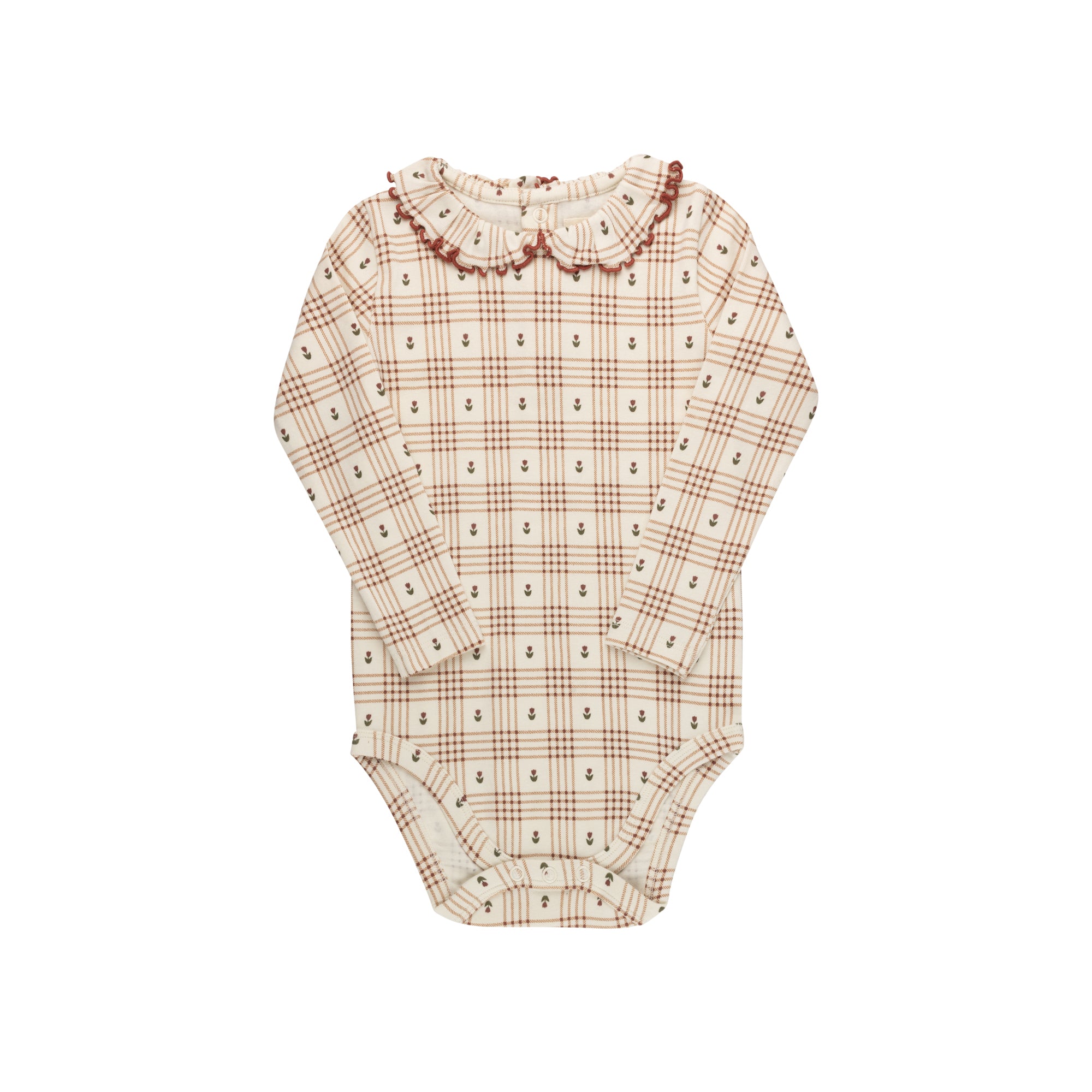 Cotton Floral Plaid Collection - Bodysuit + Overalls