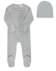 Velour Embroidered Floral Collection - Footie + Beanie