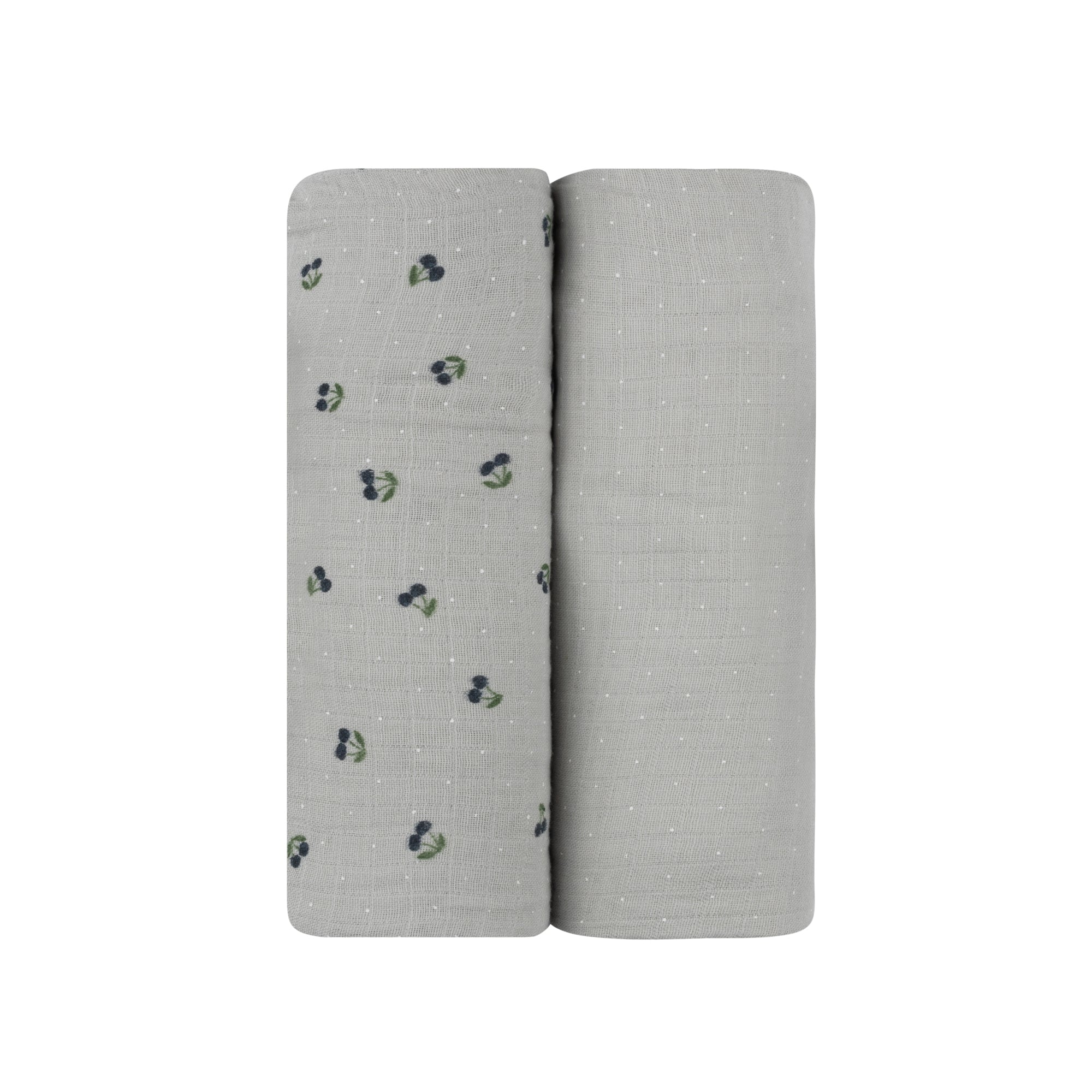 2 Pack Cherry Print Collection Muslin Swaddle - Blue