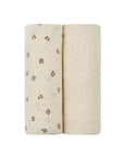 2 Pack Cherry Print Collection Muslin Swaddle - Ivory/Yellow