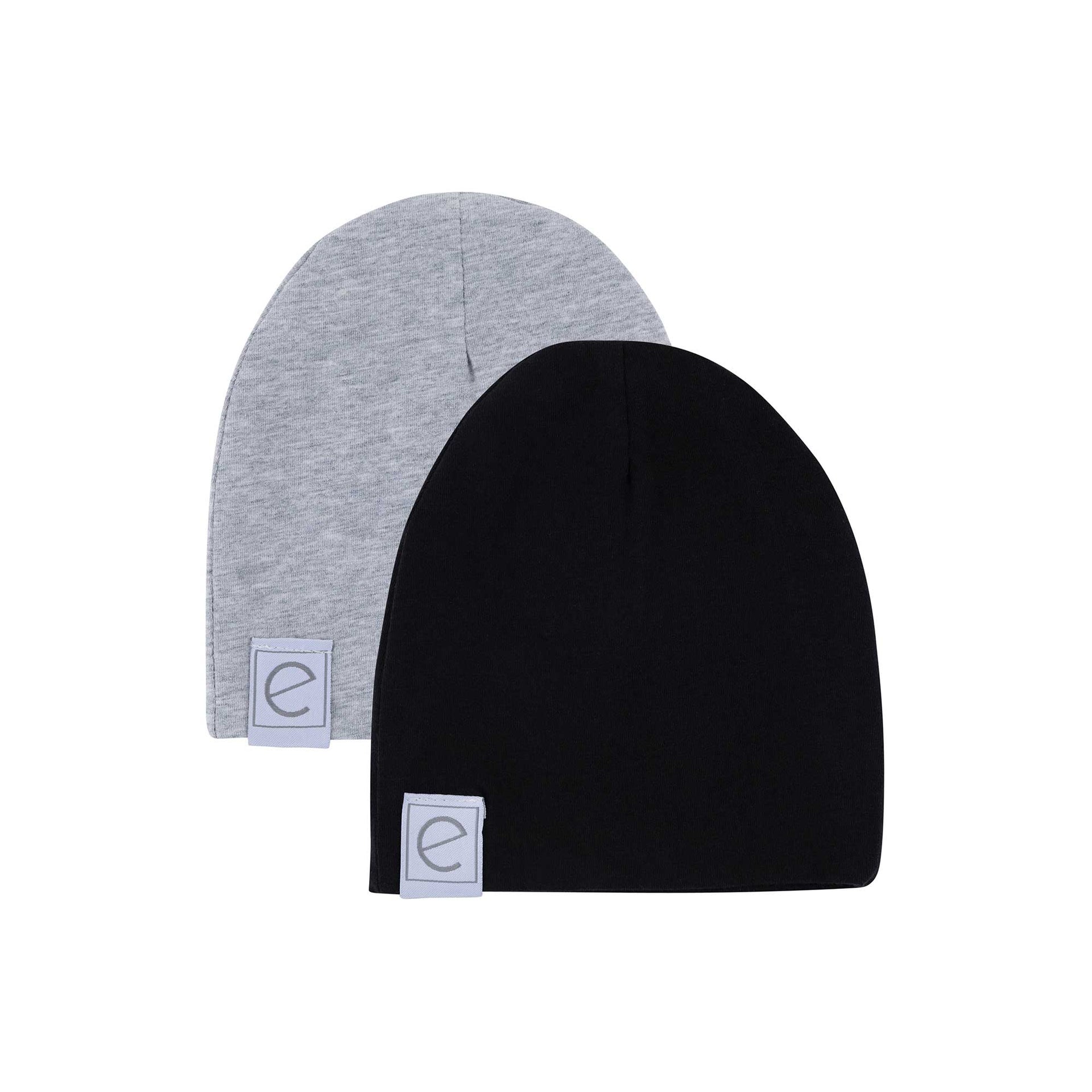 2 Pack Jersey Cotton Beanie Hat Set G/B