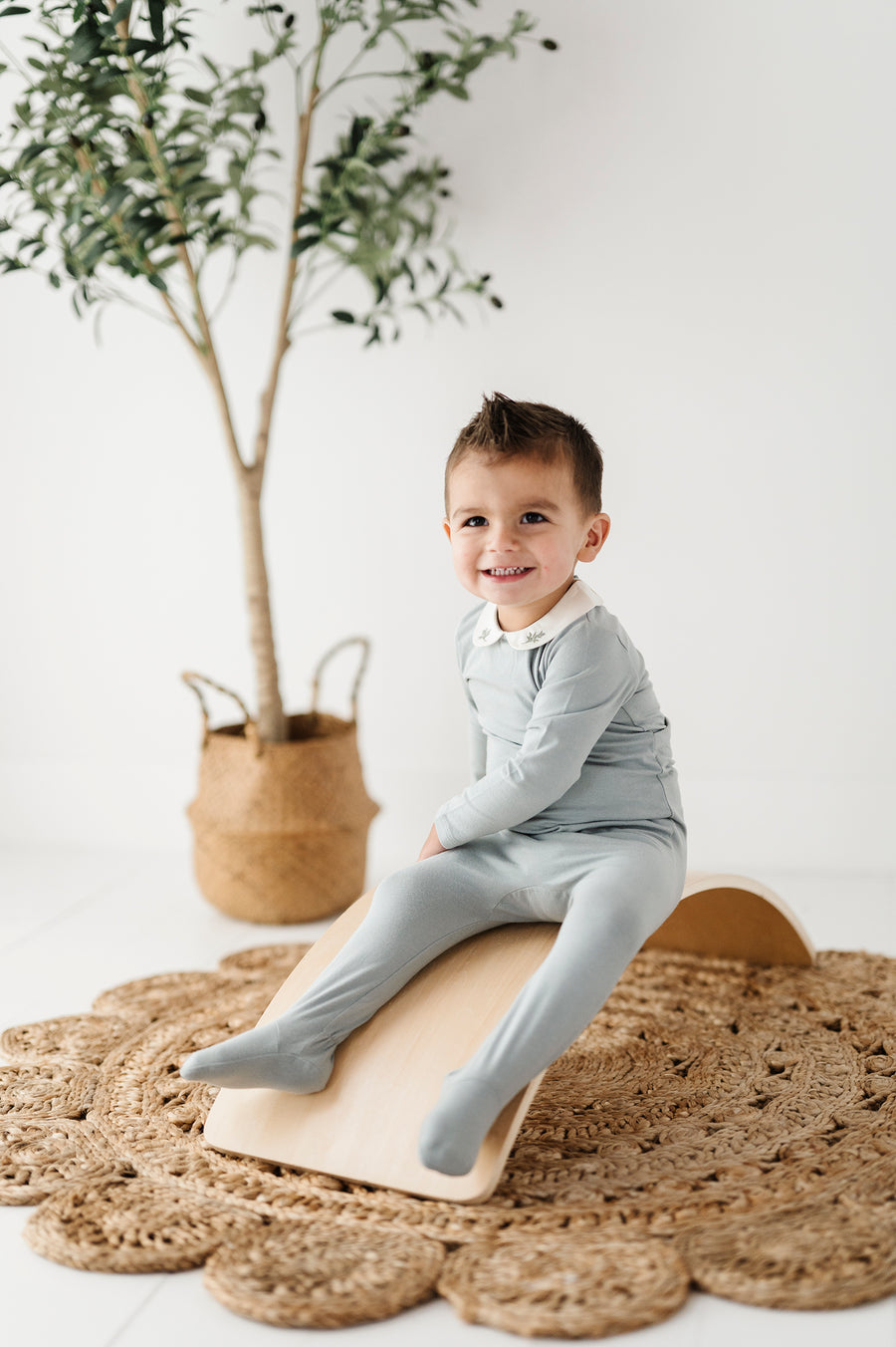 Jersey Cotton -Embroidered Collar Collection- Footies