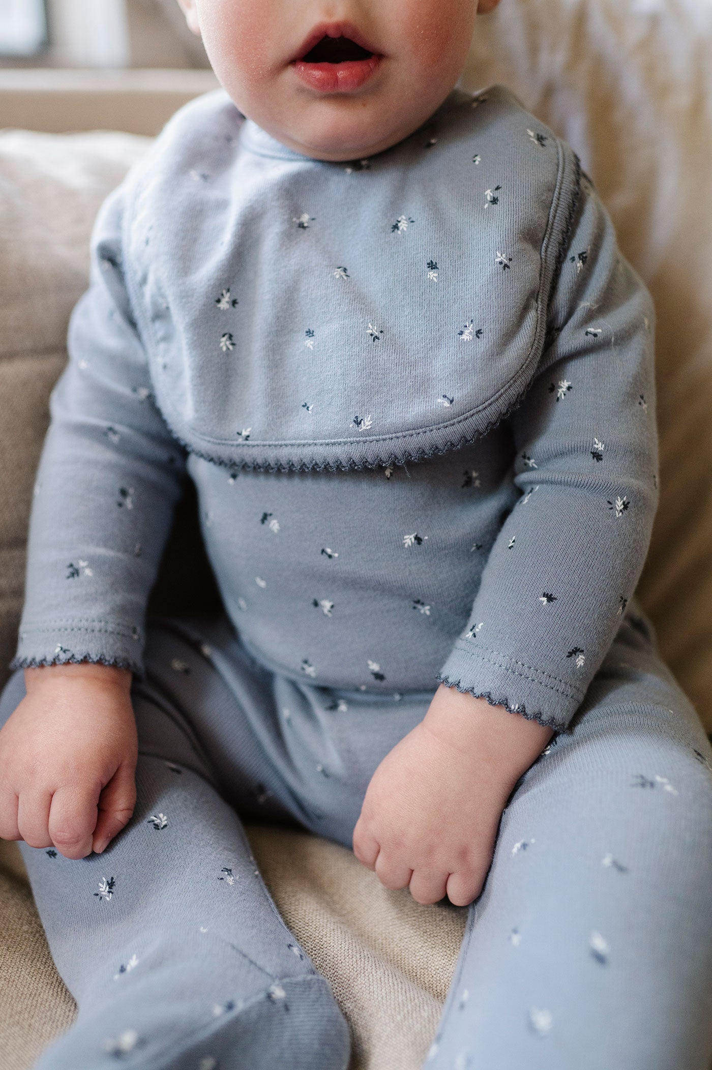 Organic Cotton Cluster Flower &amp; Leaf  Collection - Footie