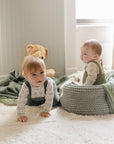 Cotton Floral Plaid Collection - Bodysuit + Overalls