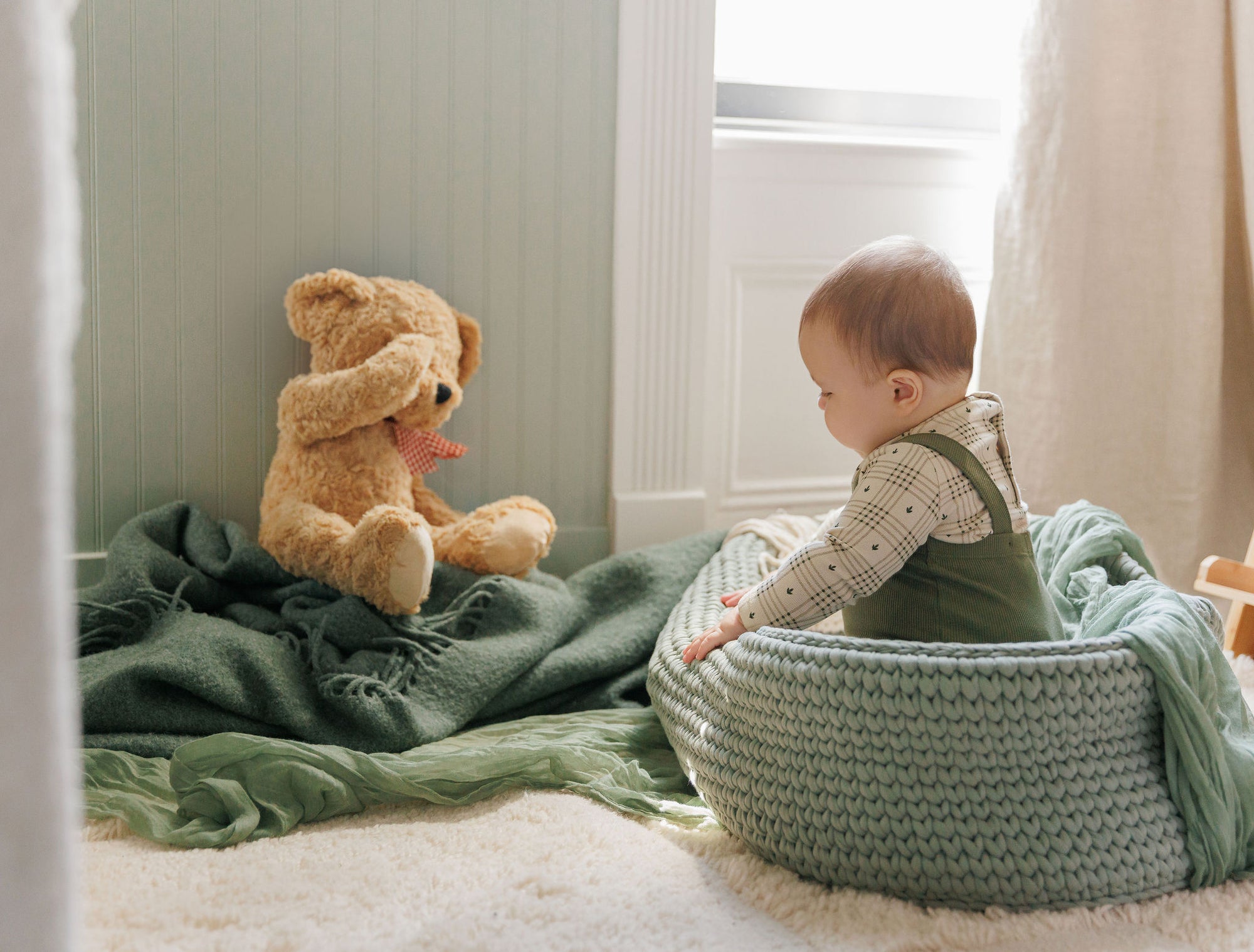 Cotton Floral Plaid Collection - Bodysuit + Overalls
