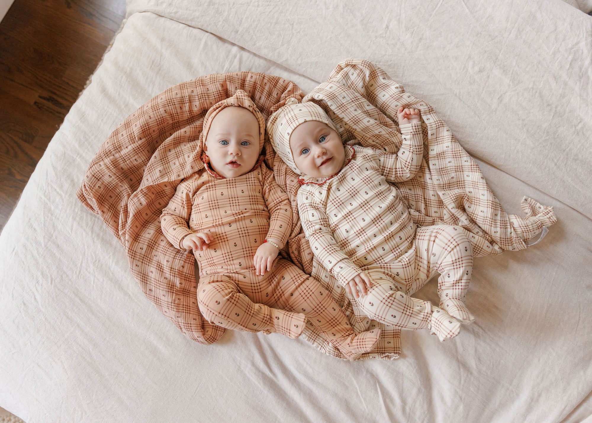 Cotton Floral Plaid Collection - Footie