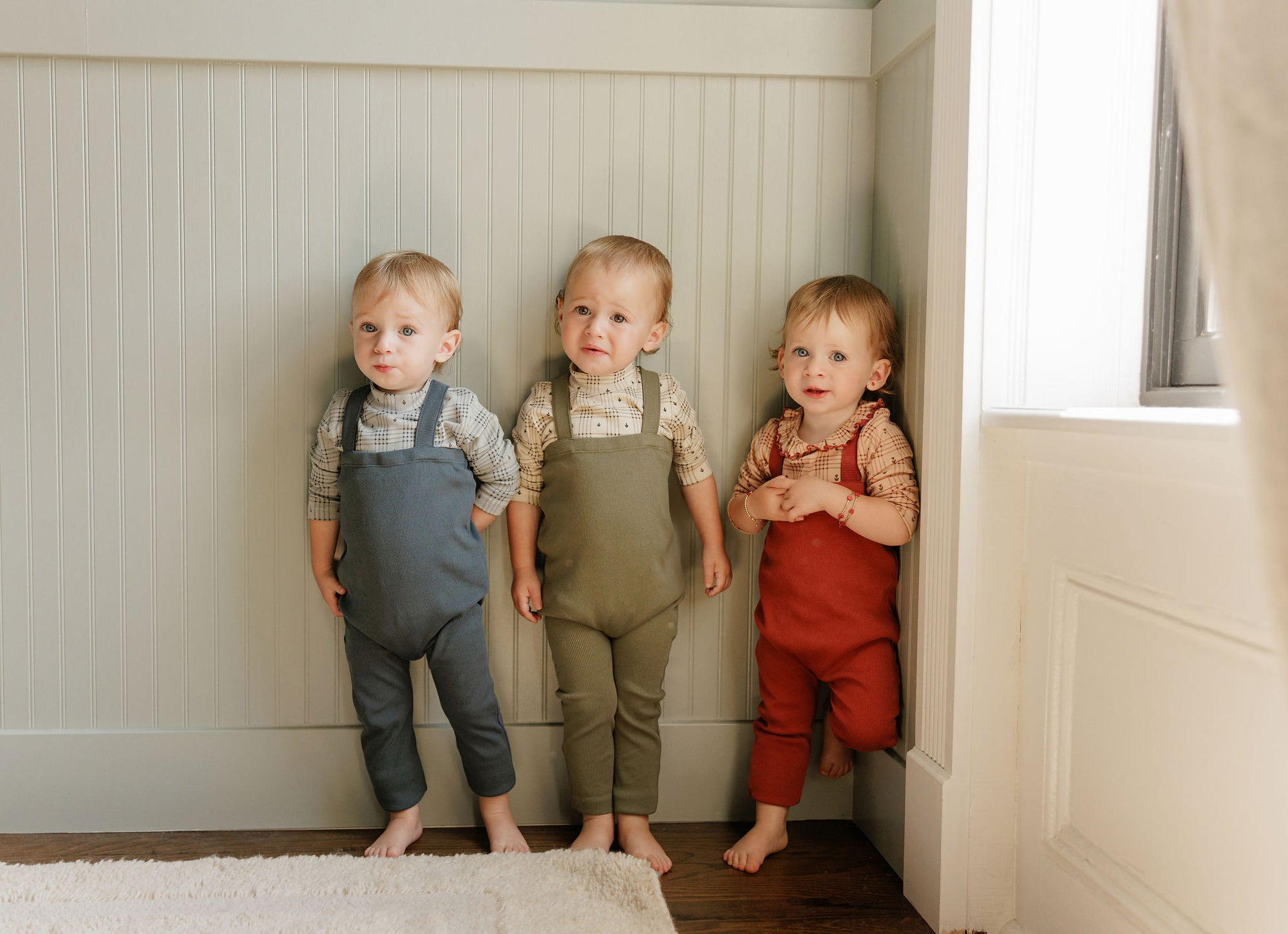 Cotton Floral Plaid Collection - Bodysuit + Overalls